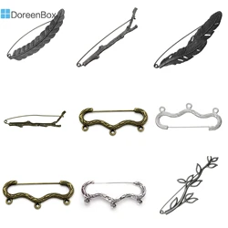 Doreen Box Lovely Vintage Pin Brooches Bow Bend Antique Bronze Silver Color Brooches Jewelry Accessories  2/3/10/20 PCs