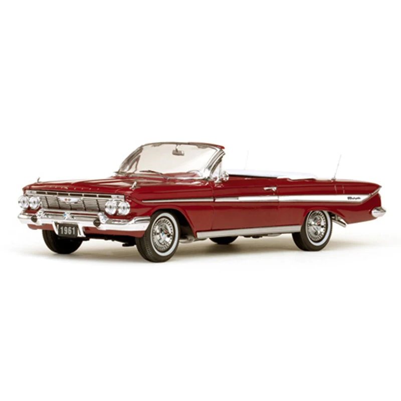 Sunstar 1:18 Scale 1961 Impala Convertible Red 3406 Simulation Alloy Car Model Static Display Collectible Toy GiftSouvenir