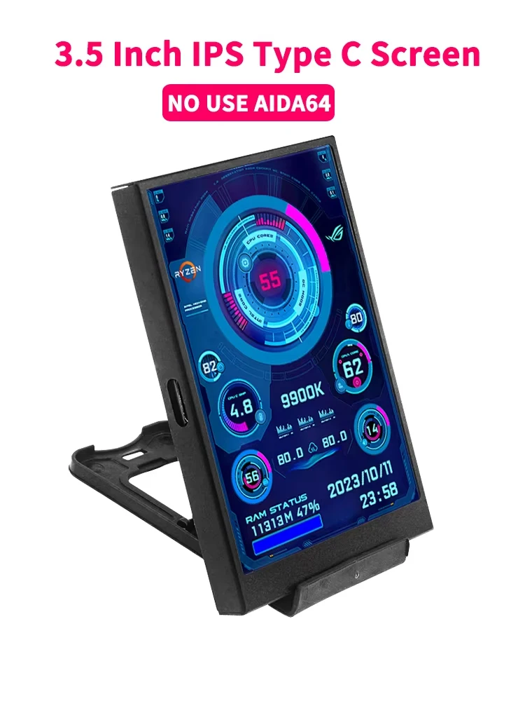 3,5-calowy ekran dodatkowy IPS Type-C do mini komputera, monitor CPU GPU RAM HDD, wyświetlacz USB, bez użycia AIDA64, dla Windows 10 11 — 2