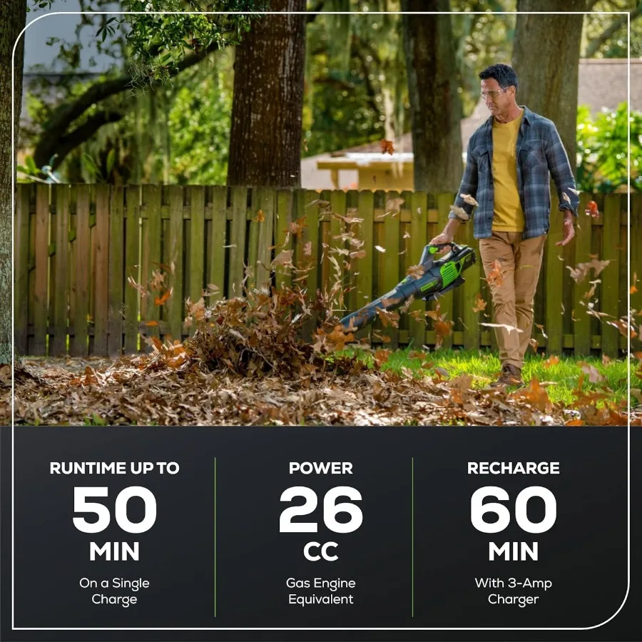 60V 610 CFM 130 MPH Cordless Leaf Blower High Power Lightweight Quiet Operation for Wet Leaves Driveways and Dense Gravel Inclu