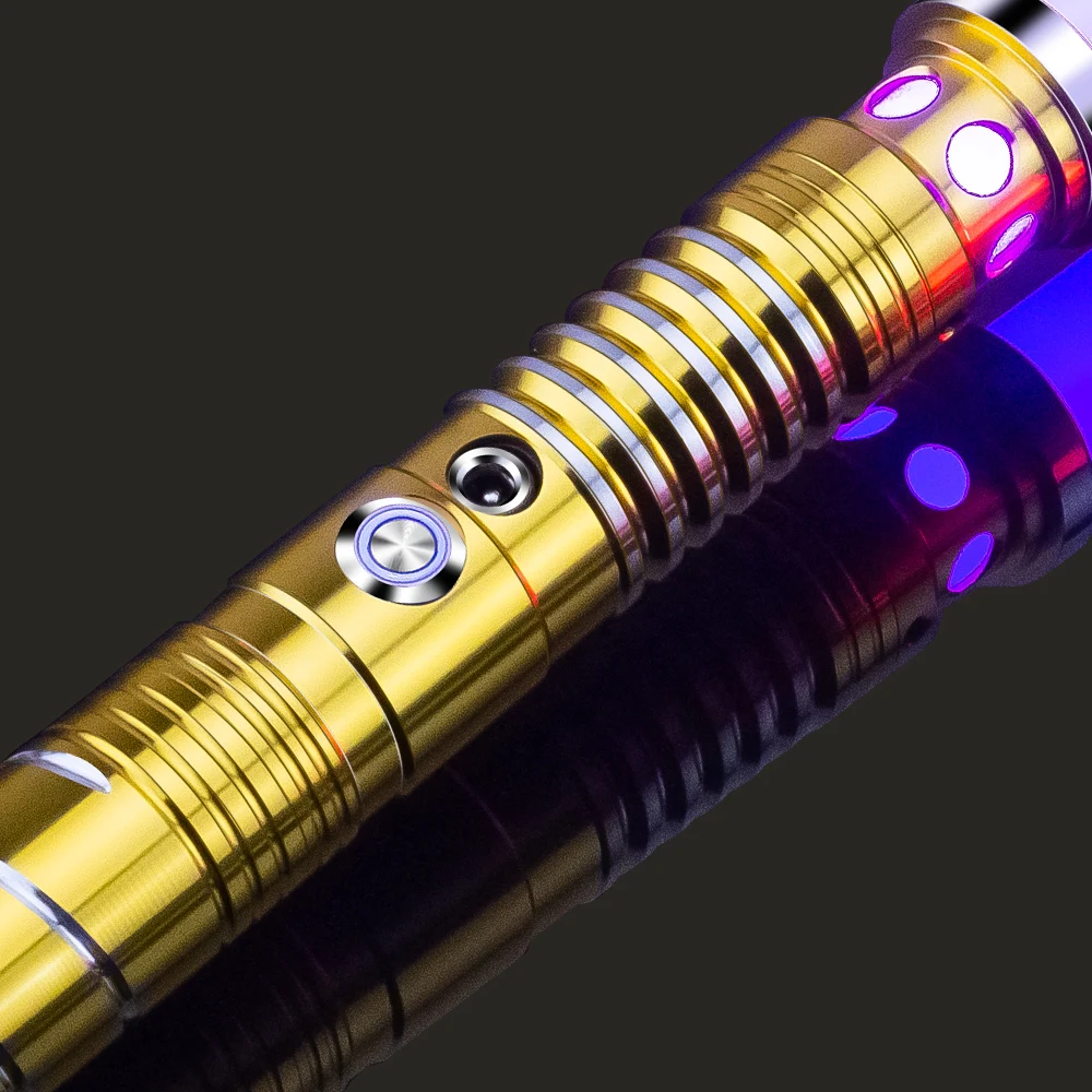 Espada RGB de juguete luminoso, sable de luz de 15 colores con hilares de Metal vibrantes, detección de gravedad y efectos de sonido, hilares de Metal