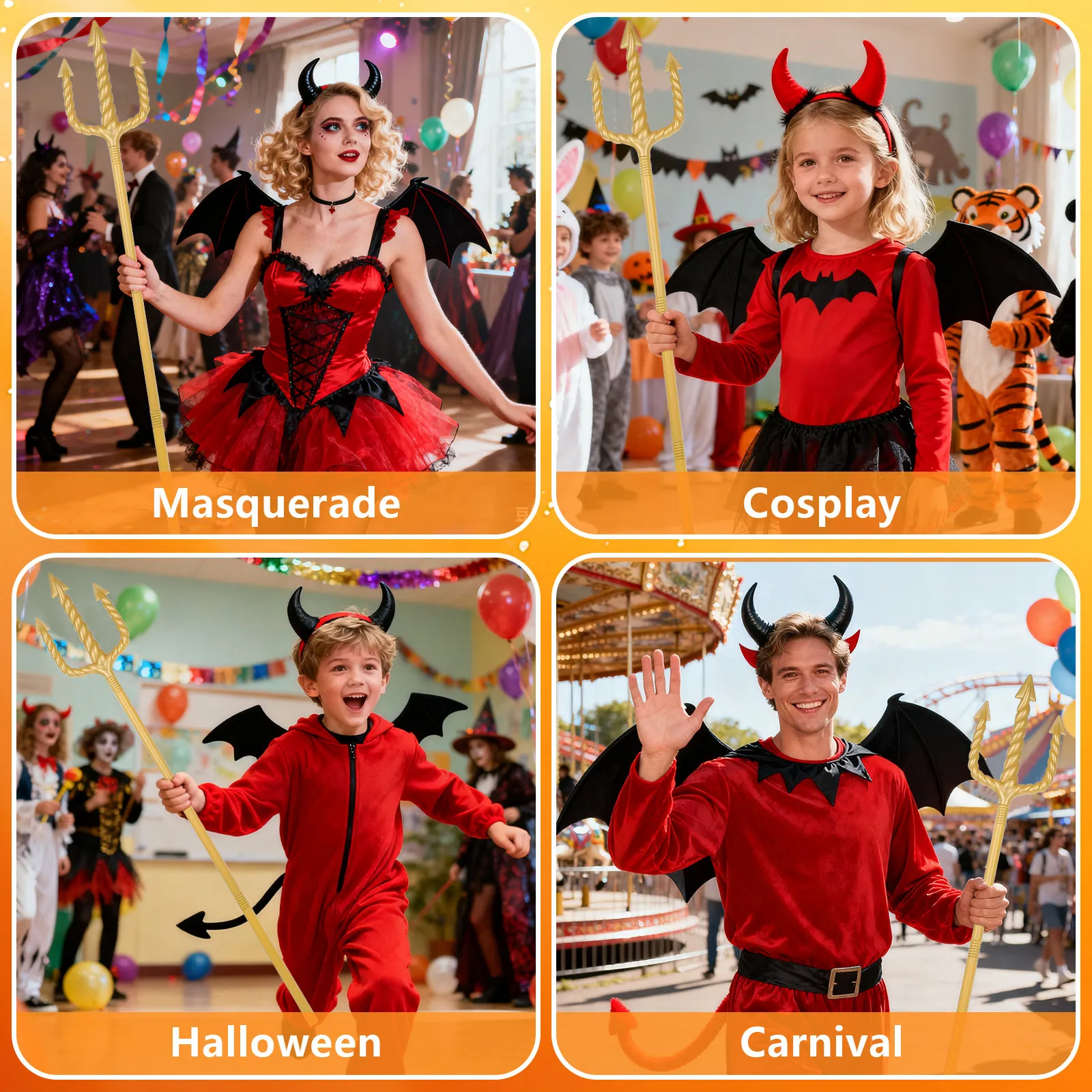 

Demon Fork Cosplay Fork Halloween Party Fork Neptune Spiral Trident stage perform Prop Detachable Devil Fork kids party toy gift