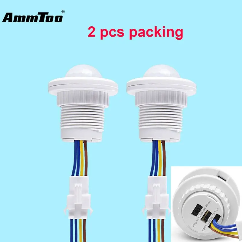 2PCS Smart Auto Control PIR Motion Sensor Light Switch 220V 110V Time Mode Adjust Infrared Human Body Motion Detector