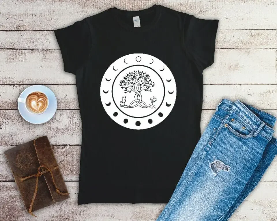 Tree Of Life Moon Phases Ladies Fitted T Shirt Sizes SMALL-2XL