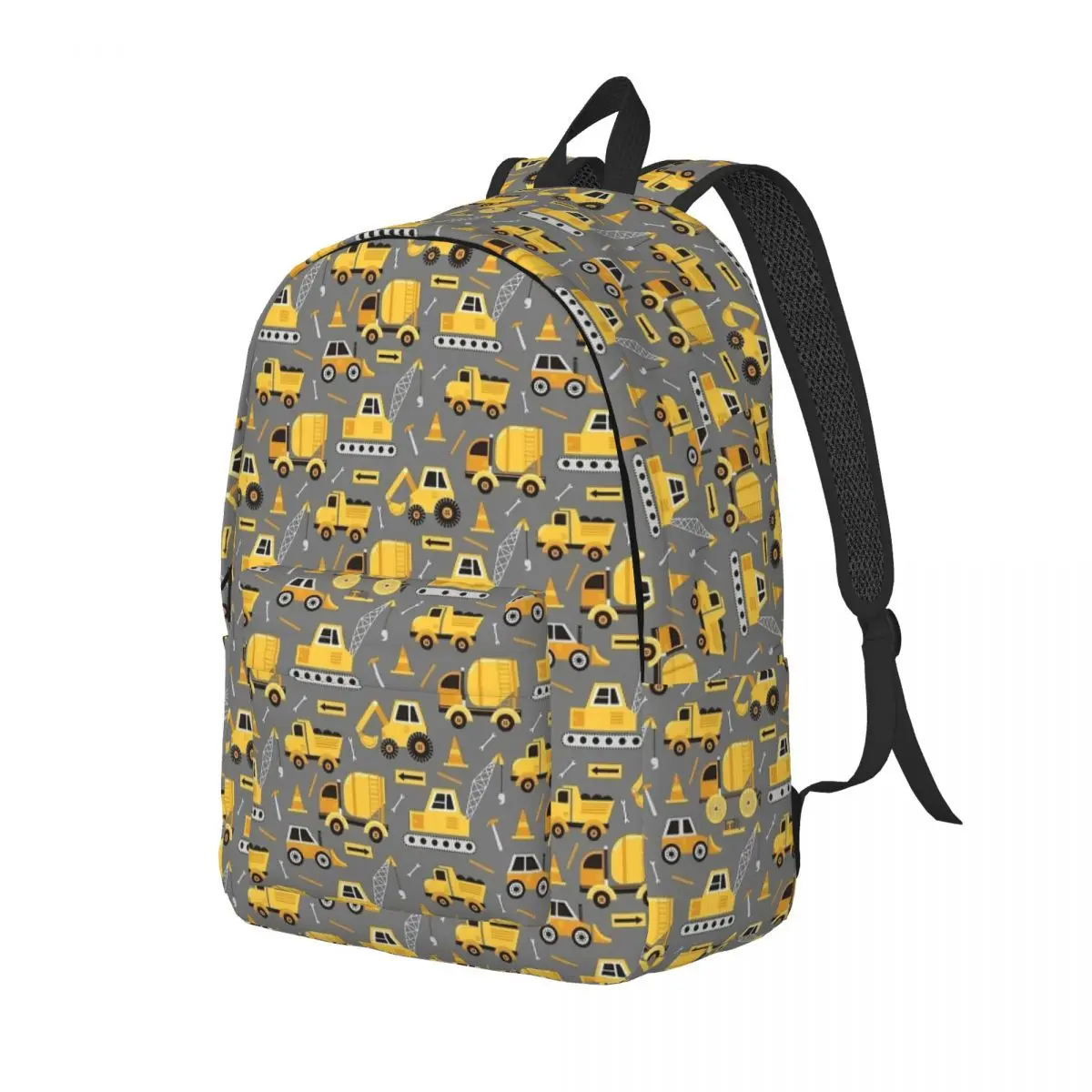 Camiones de construcción en mochila gris para preescolar, guardería, escuela, bolsas de libros para estudiantes, niño, niña, niños, Mochila deportiva