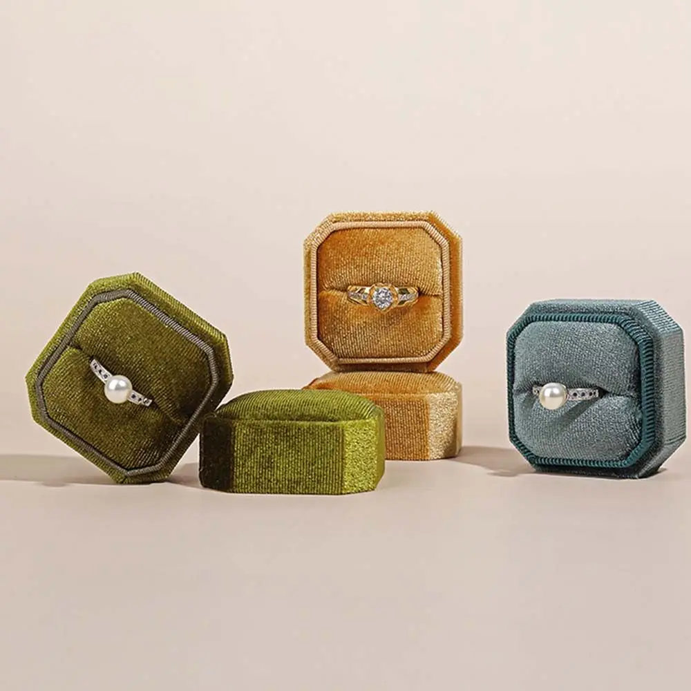 

Proposal Engagement Display Case Wedding Ceremony Gift Ring Holder Jewelry Organizer Earrings Storage Box Velvet Ring box