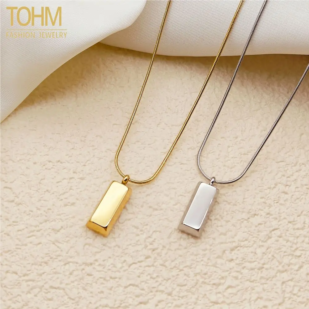 

TOHM Square Stainless Steel Necklace Cool Geometric Chain Boyfriend Gift Waterproof Non Fading Punk Couple Jewelry Gift