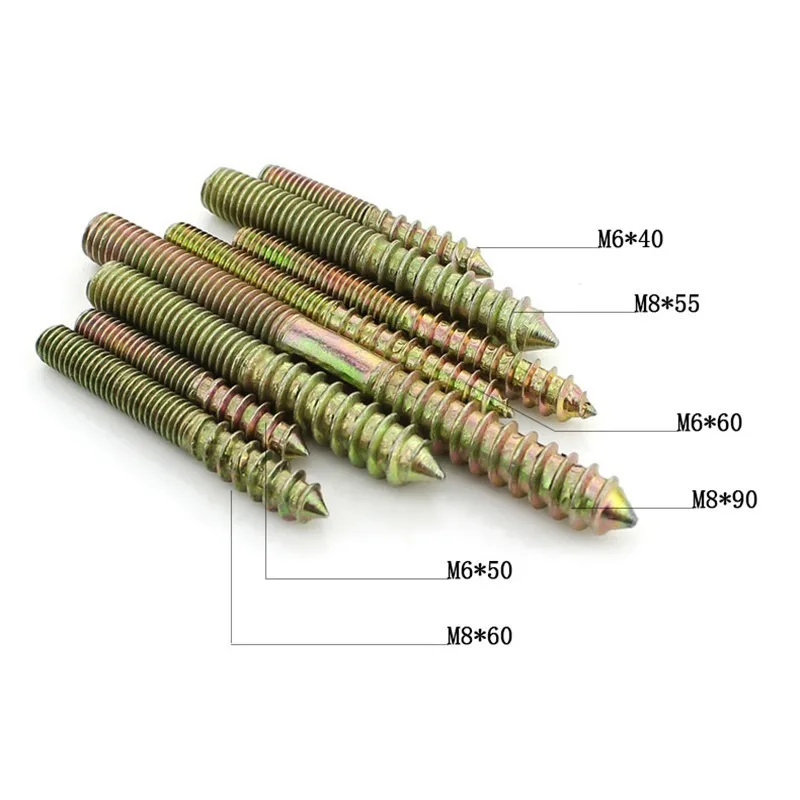 10pcs High quality M4-M8 Hanger Bolt Double Headed Bolt Self-Tapping Screw for sofa Furniture connection Fastener Hardware