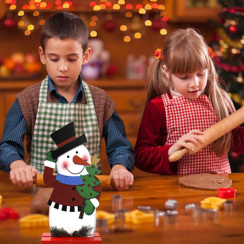 1Pcs Santa Claus Wooden Christmas Adornment Colored Drawing Desktop Ornament Home Office Xmas Decoration Desktop Adornment