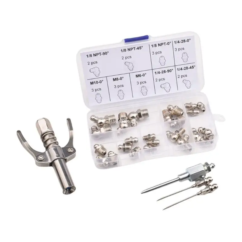 

60Pcs Grease Nipple Collection SAE Metric Standard for Hydraulic Systems