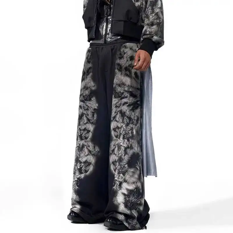 LUZHEN Leopard Tie-dyed Print Straight Fashion Pants Casual Personalized Men's 2025 New Elastic Waist Streetwear Trousers JY7396