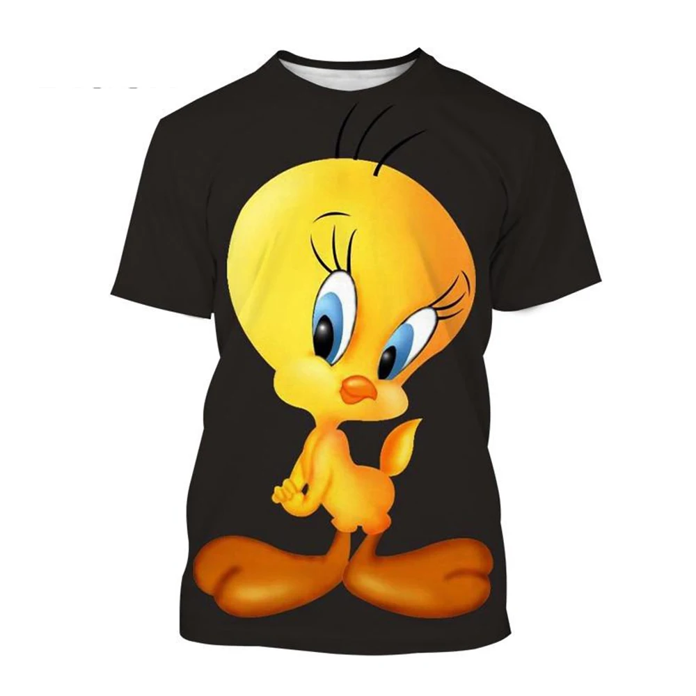 Best Selling Cartoon Anime Character Tweety Bird 3D Printing Casual Tops Short-sleeved T-shirt Unisex Men\'s T-shirt Tops Size