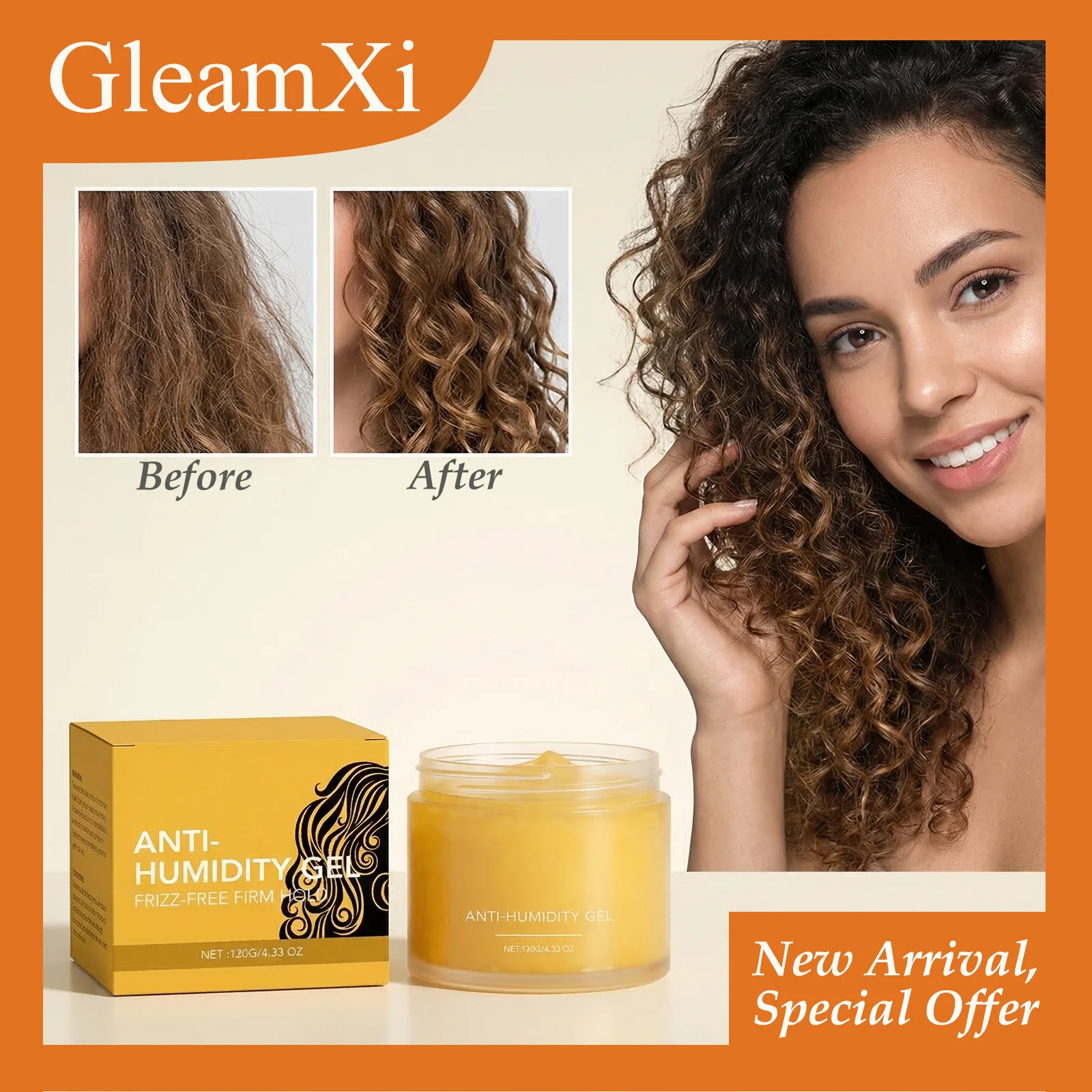 Gleamxi 120g Anti-Humidity Gel, Deep Moisture, Locks In Hydration, Versatile Styling, Keeps Curly Styles Intact For Hours