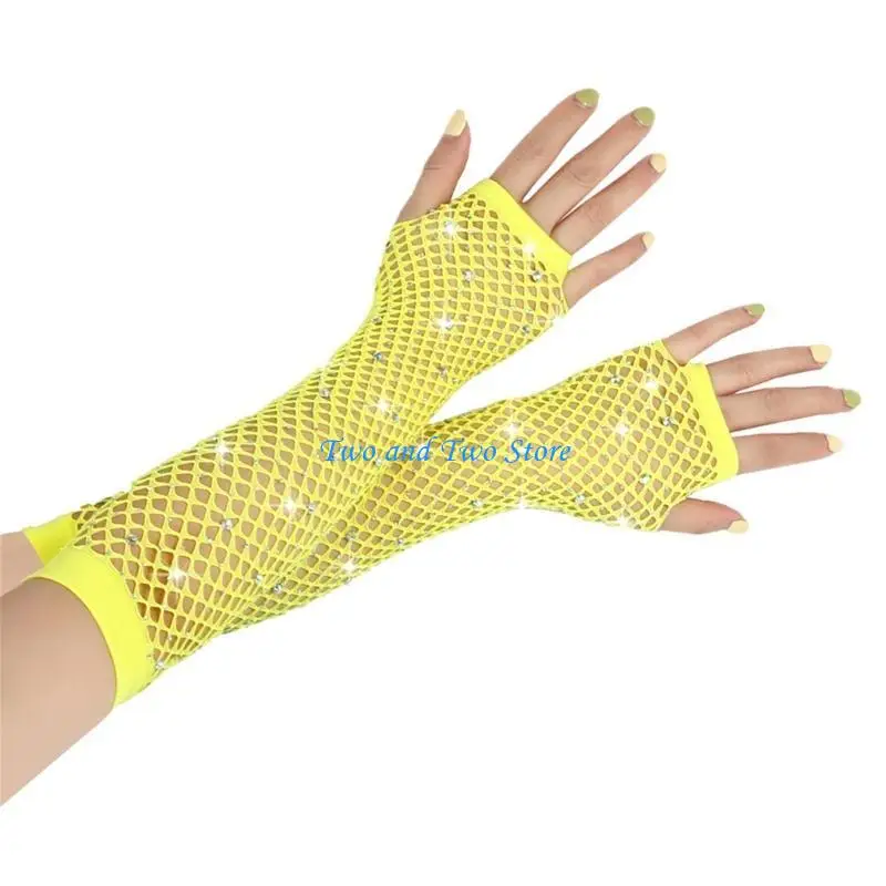 

HX6F Punk Gloves Half Finger Gloves for Women and Girl Party Accessory