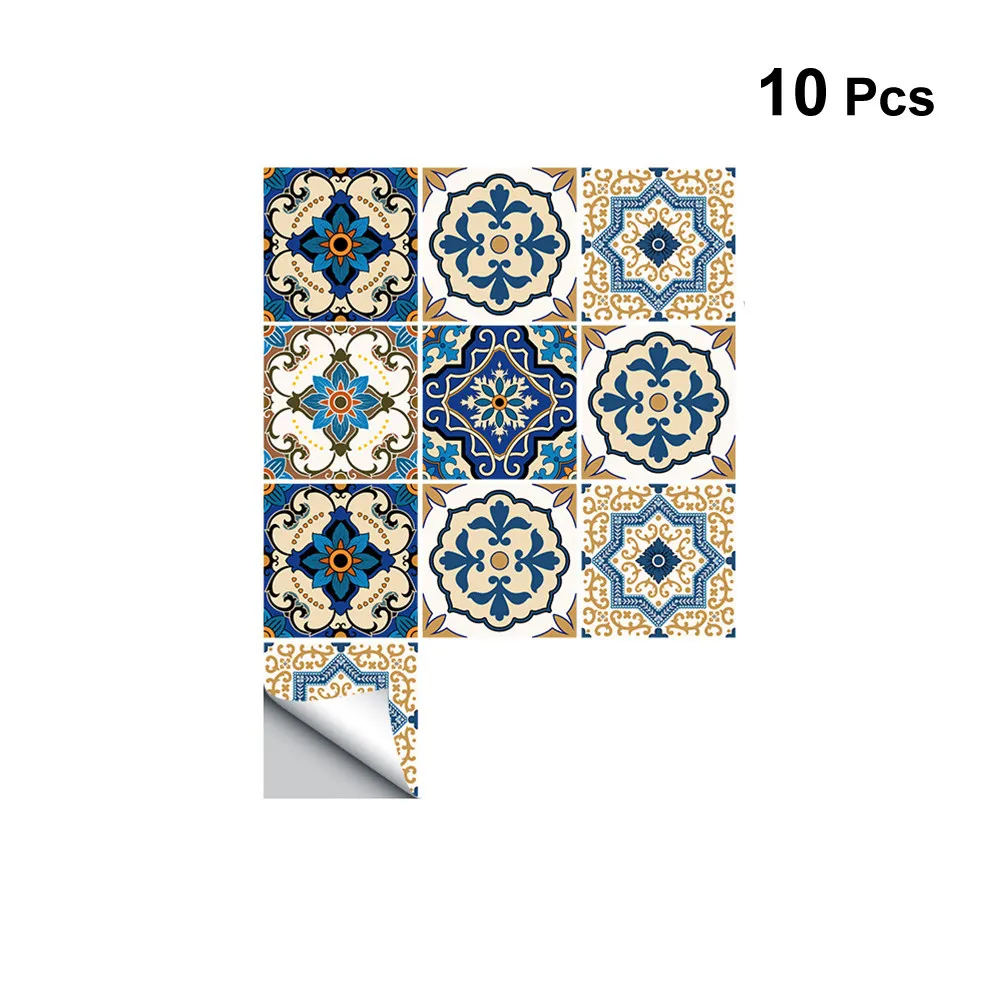 10 PCS/Pack Kitchen Tile Stickers Waterproof Bathroom Decals Wall Imitation Porcelain