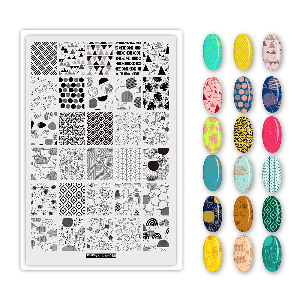 1PCS 9.5X14.5cm French Line Stamping plates for Nail Drawing Template Geometric Stripe DIY Image Stencil Transfer Printing Tools