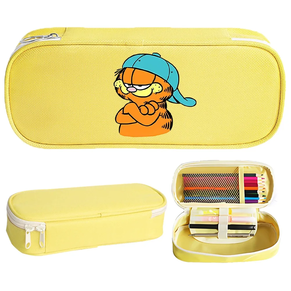 Garfields Odie Pencil Case Pen Bag Interlayer Zipper Stationery Box Storage Bag Wallet Student Polyester Pencilbag Birthday Gift