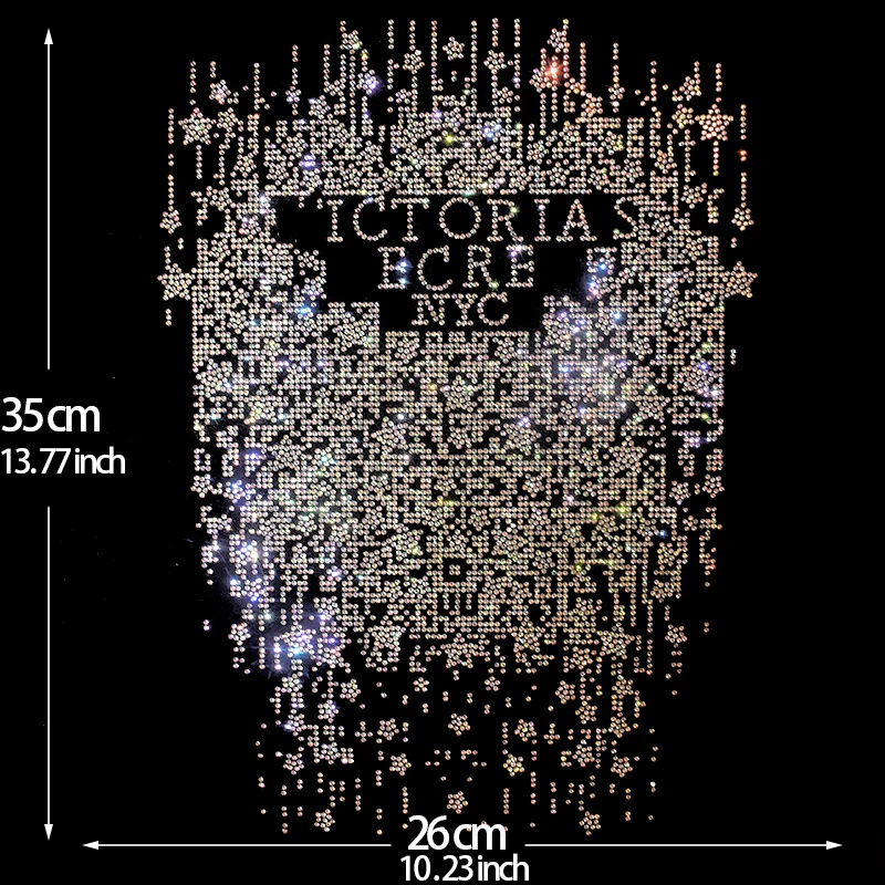 Shiny and fashionable large fabric with embossed diamond letters DIY clothes, T-shirts, hoodies, denim clothing and accessories
