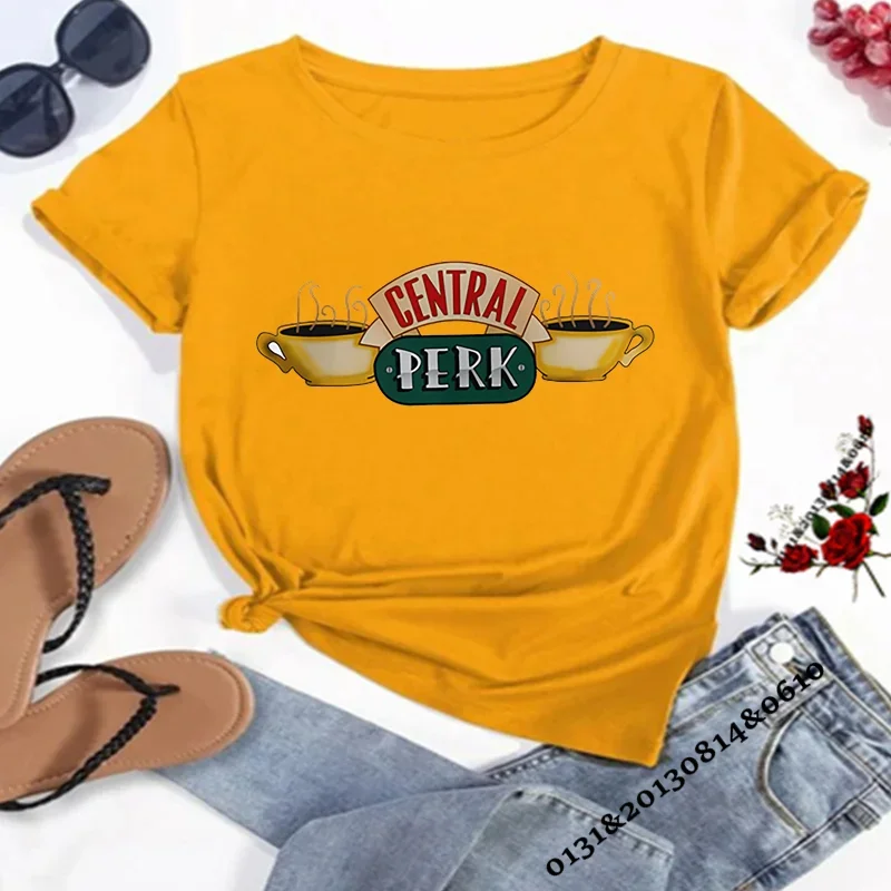 Central Perk T-Shirt Friends TV Show Women\'s T-Shirt Friends Central Perk Coffe Shop Shirts Cute Best Friends Tees Hipster Tops