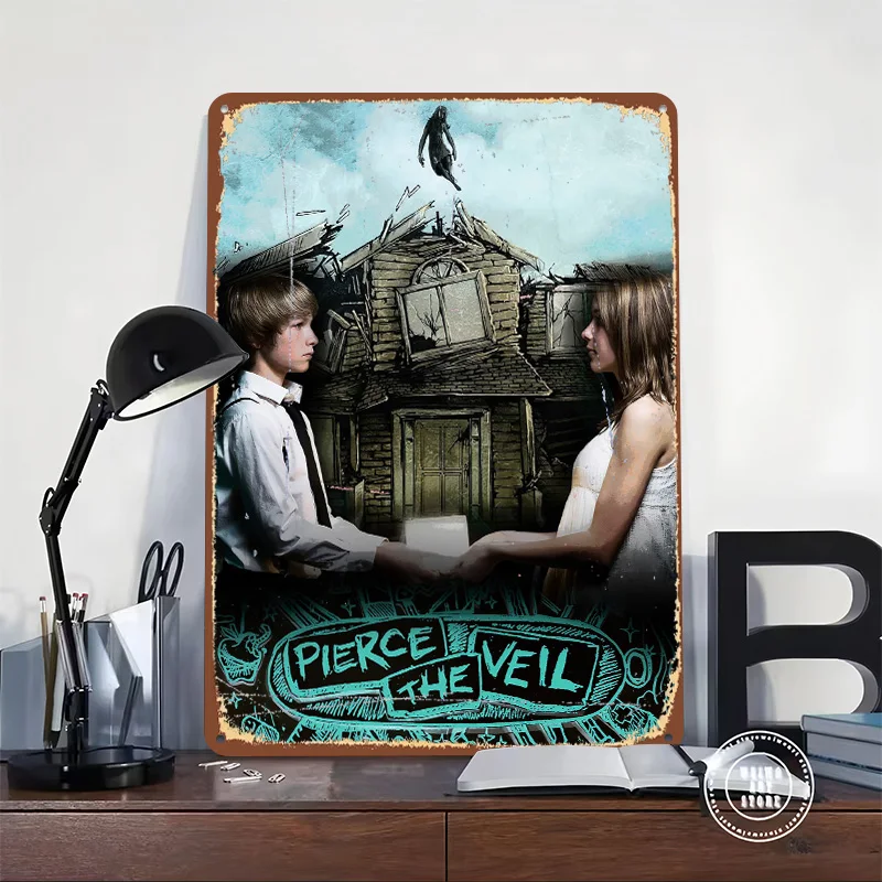 Pierce the Veil Collage Poster Customized Vintage Metal Signs Wall Art Retro Tin Plaque for Decoration Living Room Decor Men
