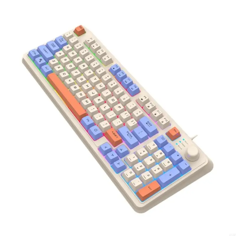 462E Corded Gaming Keyboard for PC Gamers LED Backlit Keycap Mechanical Keyboard 61 Keys Desktop Computer Keyboard for Gaming