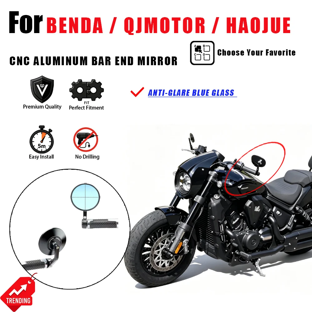 Espejos Retrovisores CNC para Manillar de Moto, para Benda Black Flag 500, Chinchilla Graystone 300, Flash 300, TR300