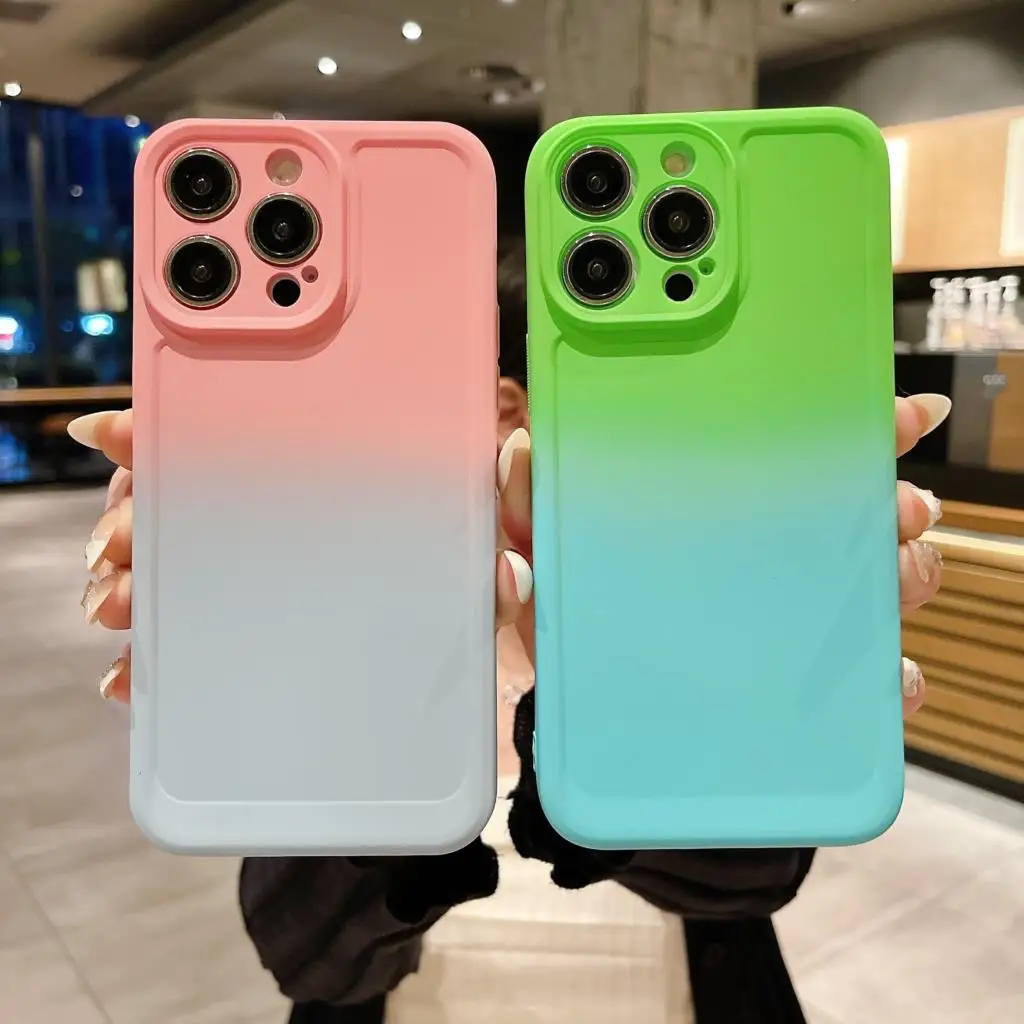 Luxury Gradient Silicon Funda On For iPhone 15 Pro Max Cases 14 11 XS X XR 7 8 Plus 12 13 Mini SE Fundas Para Soft Back Cover