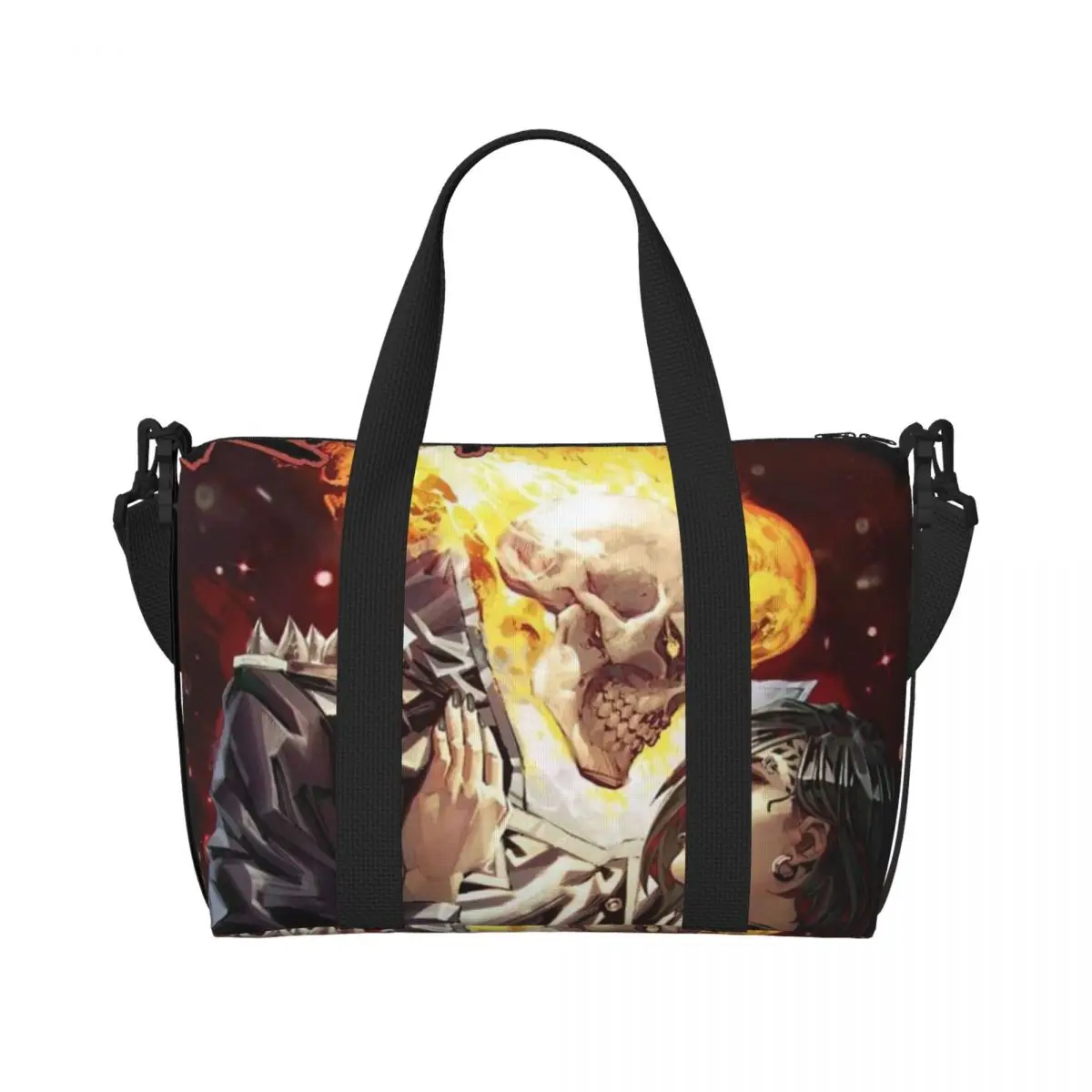 Custom Large Ghost Rider Cartoon Tote Bag for Women Shopper Shoulder Gym Beach Travel Bag