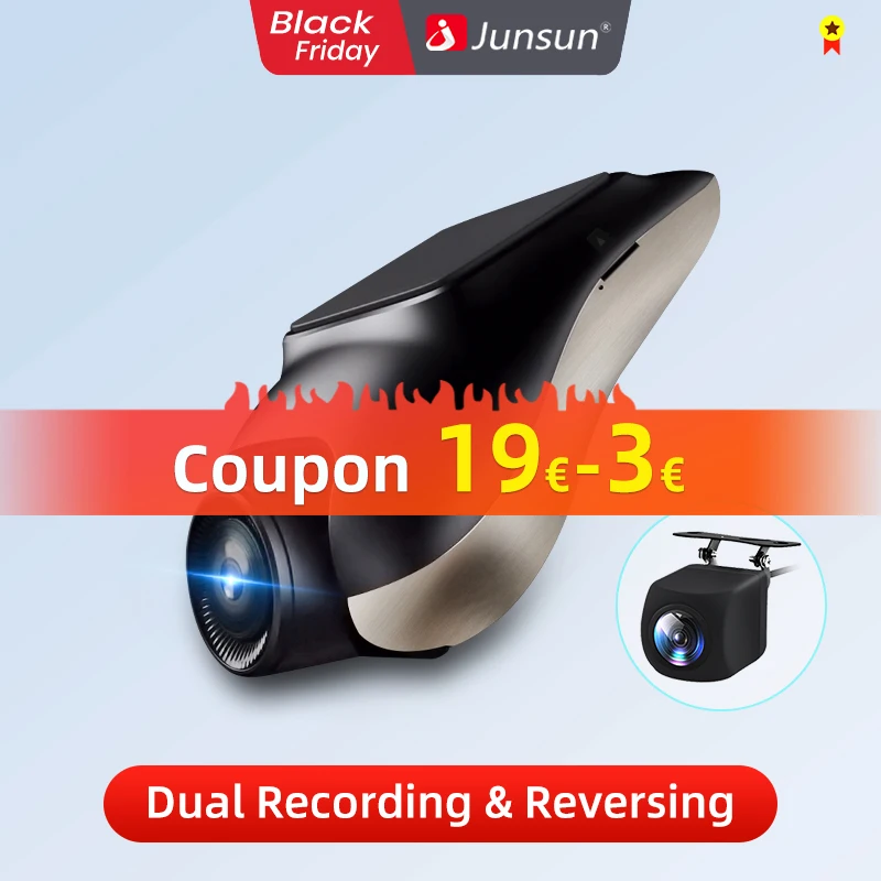 Junsun New 720P dashcam ADAS Mini Car DVR 120°FOV Auto Video Recorder Hidden Type Dash Cam for Android Support Rear Parking