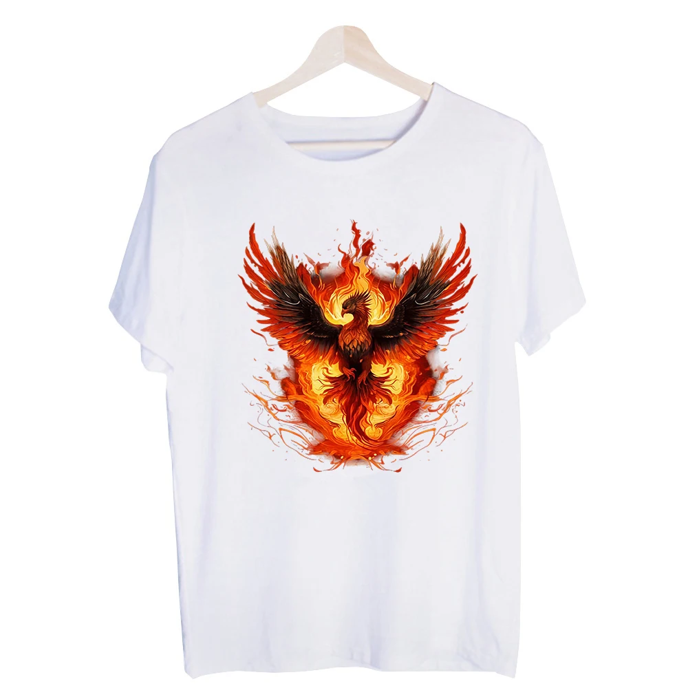 Men's Phoenix Flame Graphic Tee, Short Sleeve Crew Neck T-Shirt for Casual Streetwear and Summer Outfits