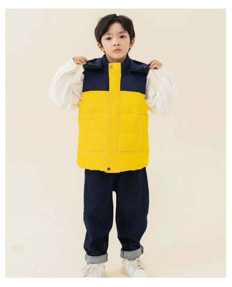 

Fashion Kids' Padded Vest with Hood Size 110 - 160 CM Fleece Lined Thickened Warm Sleeveless Jacket Children's Outerwear