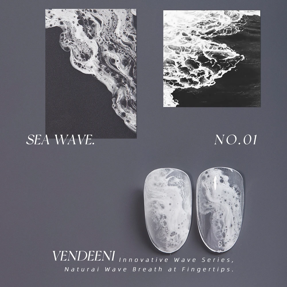 Vendeeni 10 Farben/Set Sea Wave Blooming Gel Nagellack TPO HEMA FREI UV Soak Off Gel Lack Marmor Spitze Nagelkunst Blossom Gel – Detail 9