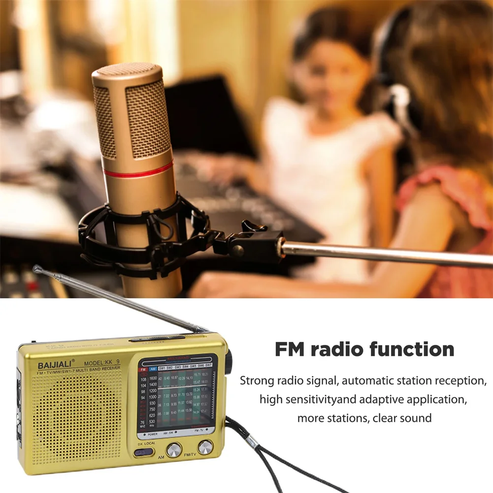 Portable Pocket Weather Radio, Receptor de rádio recarregável Bluetooth Mini para emergência furacão andando, KK9 SW AM FM