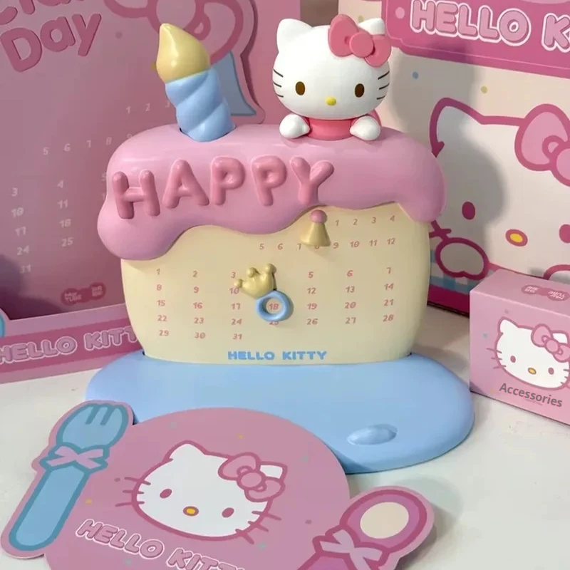 Uroczy kalendarz tortowy Sanrio Hello Kitty, dekoracje, zabawki, kawaii, prezent urodzinowy dla dziewczynek, prezenty świąteczne.