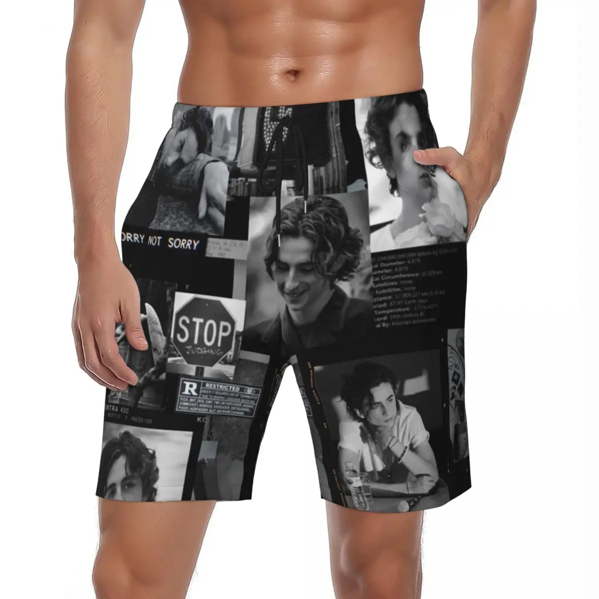 

Летние спортивные шорты Мужские T-T gcuhee Chalamets Спорт Фитнес Актер Фото Дизайн Пляжные шорты Y2K Ретро Плавки большого размера