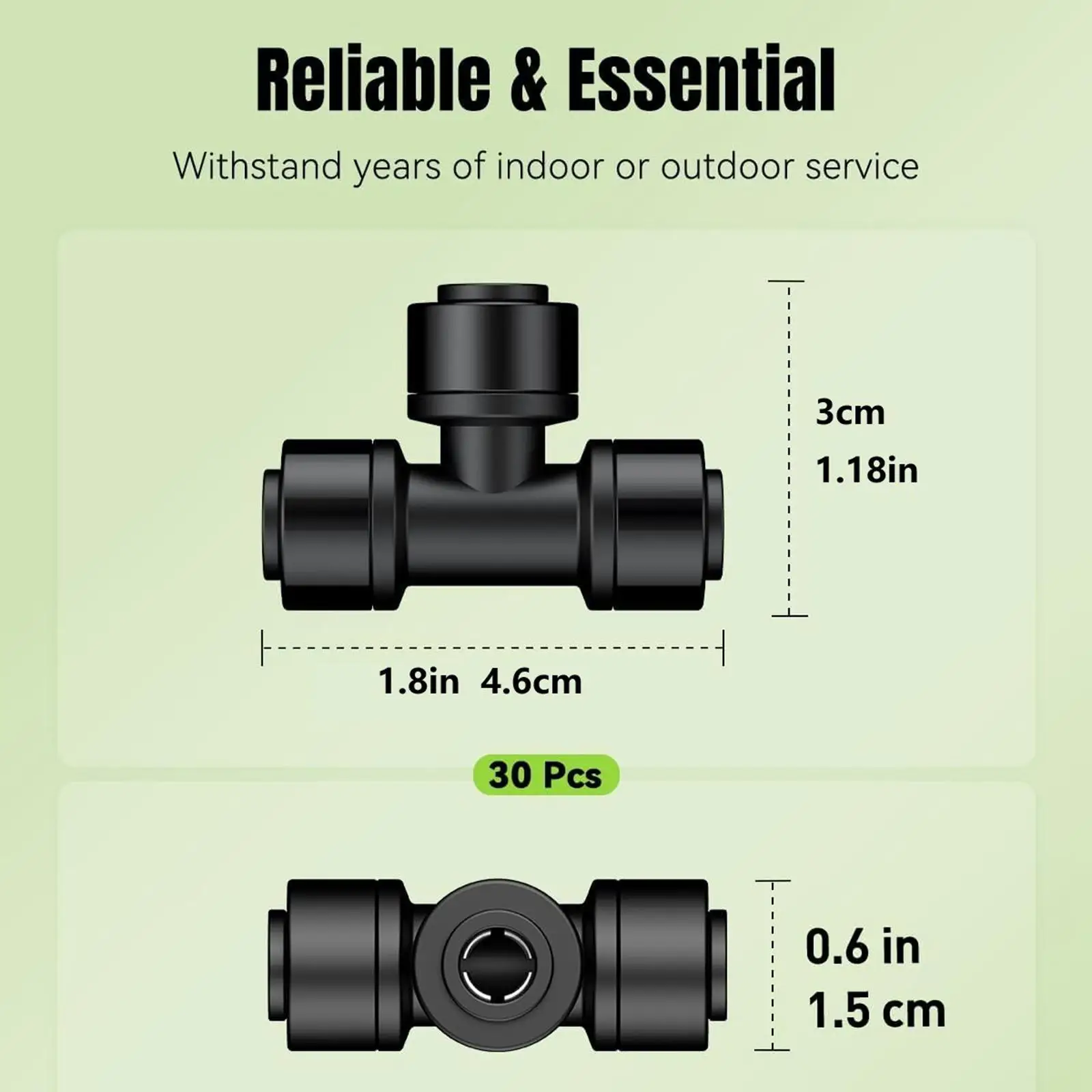 Durable PP Drip Irrigation Fittings 1/4 Inch Tee Connector Easy Install Water Hose Accessories for Home Garden