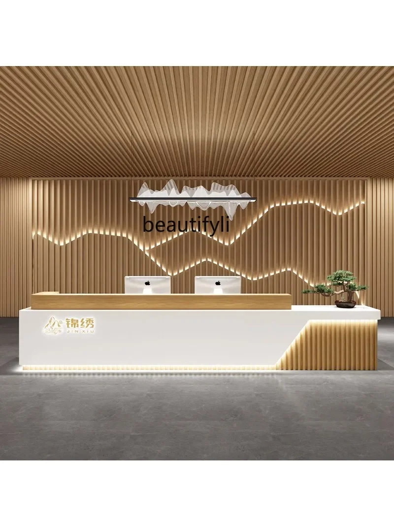 

PP Cashier Counter Marble Hotel Company Reception Desk Beauty Salon Paint Bar Counter