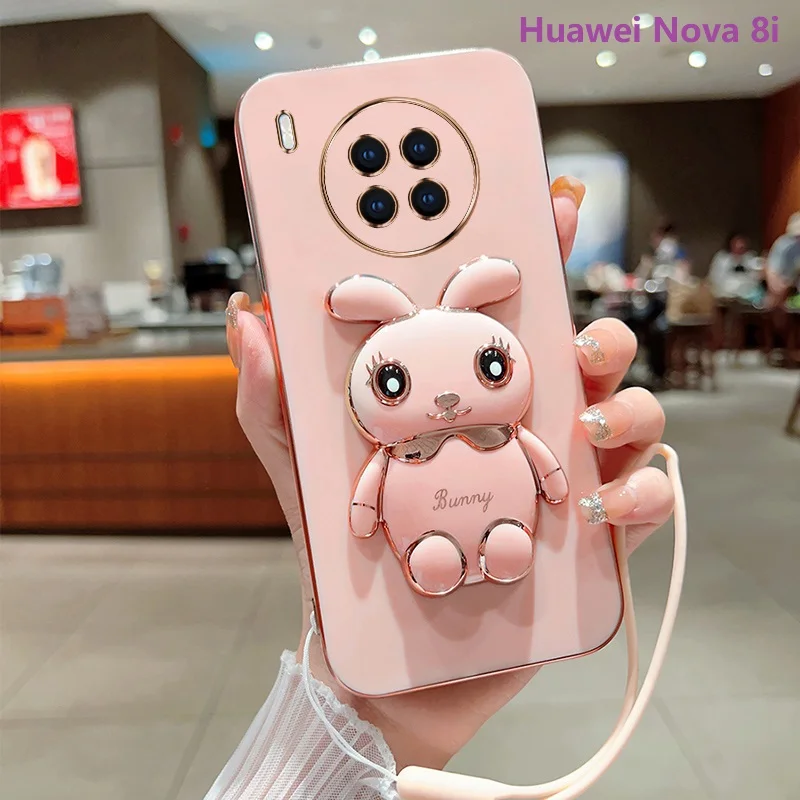 Phone Case for Huawei Nova 9 SE Huawei Nova 8 Huawei Nova 8 SE Huawei Nova 8 Pro Huawei Nova 8i Plating Square Rabbit Case Cover