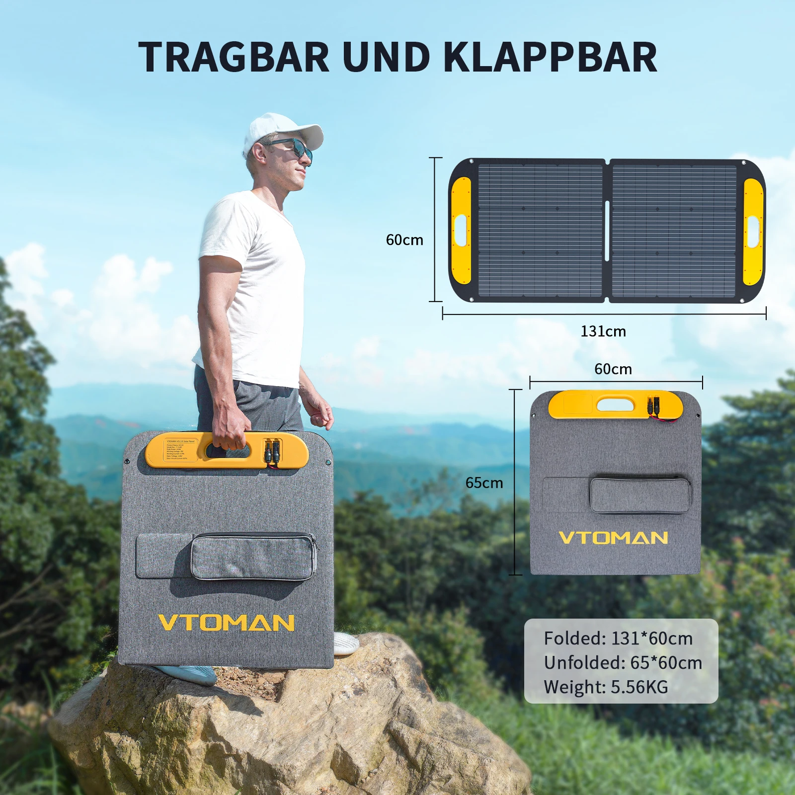 VTOMAN VS110 Solar Panel 110W Portable Waterproof Foldable Solar Panel Outdoor Emergency Backup for JUMP 600X Power Station