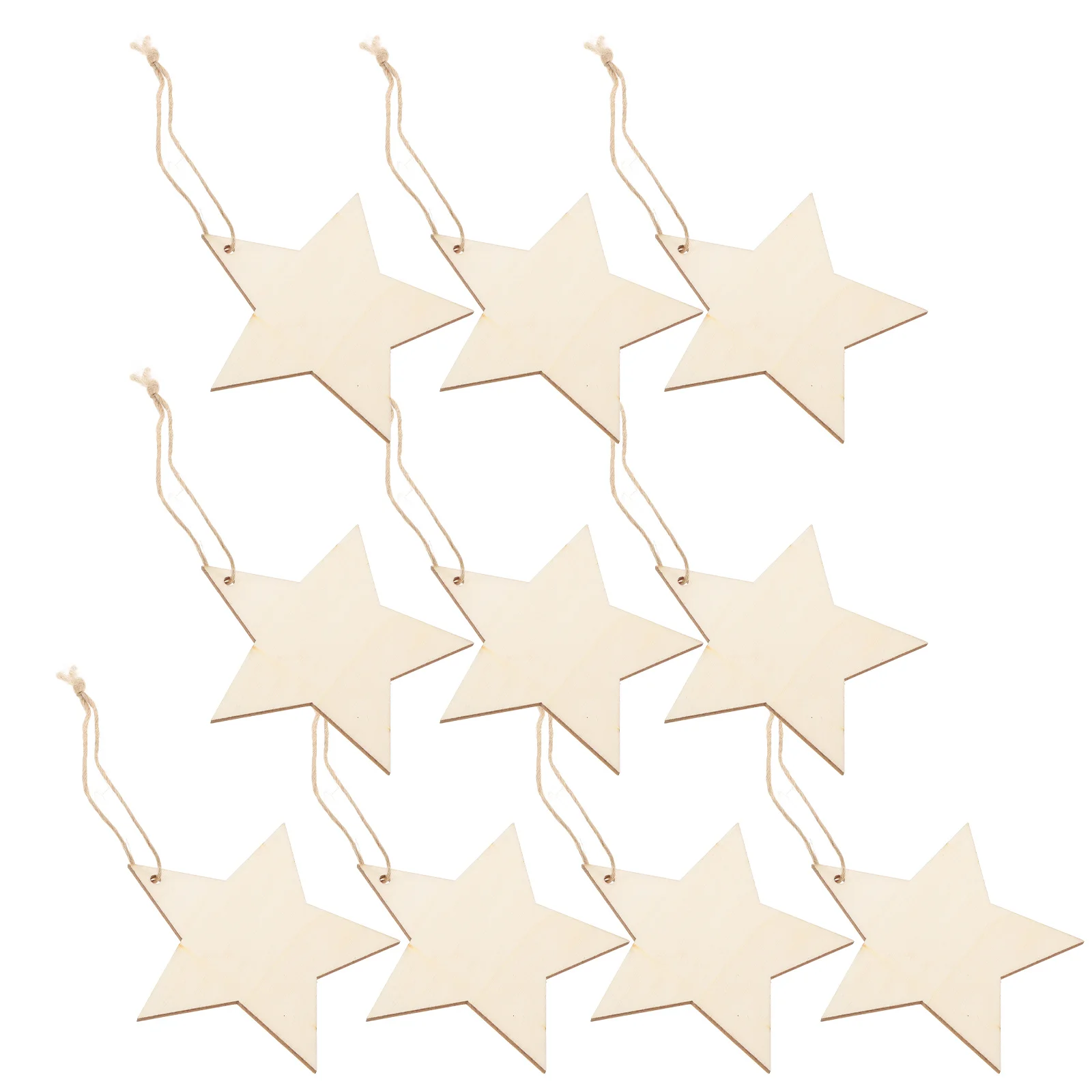 

50Pcs Christmas Wooden Star Pentagram Hanging Pendants Unfinished DIY Ornaments Tree Door Window Decoration Christmas Pendants