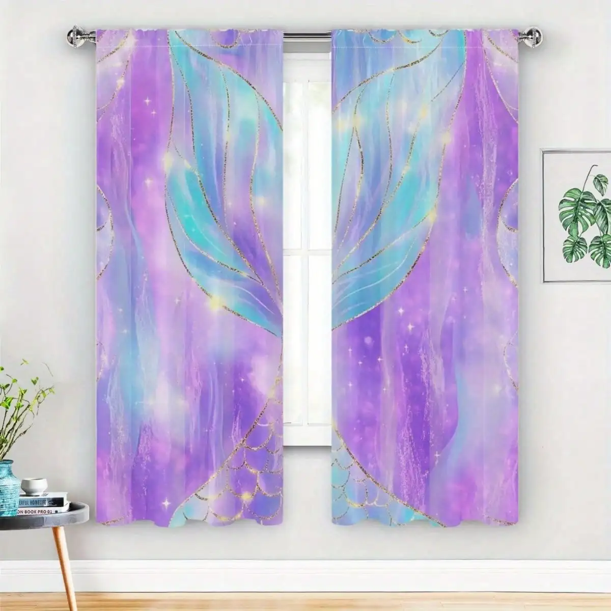 Bedroom Curtains Mermaid Fish Scale Curtains - Blackout Drapes For Bedroom 2 Panel Set With Underwater Theme Window Treatments
