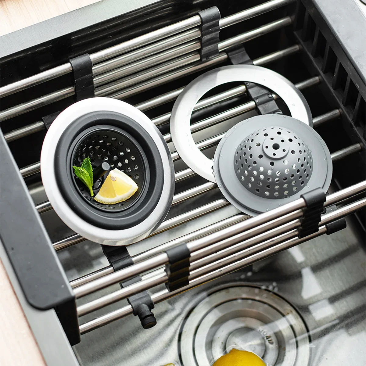 

2piece Sink Strainer Stainless Steel Floor Drain Set Vegetable Washing Debris Separator Bathroom Floor Drain Kitchen Small Tools