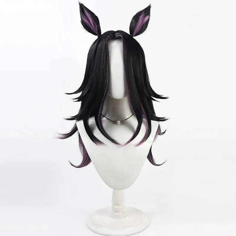 2025 aaa Anime Umamusume Pretty Derby Fenomeno Cosplay Wig with Ear Tails Roleplay Party Synthetic Hair Heat Resistant Fiber