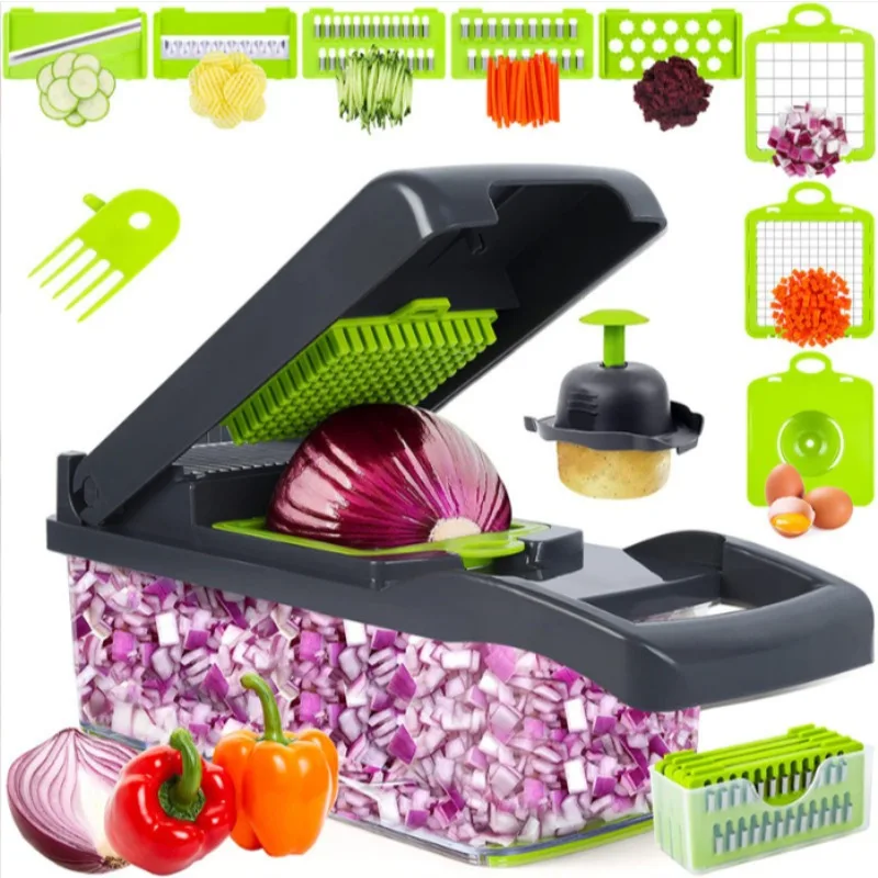 Transparent Storage Box Multi Functional Vegetable Cutter Salad Slicer Dicer Kitchen Must Have