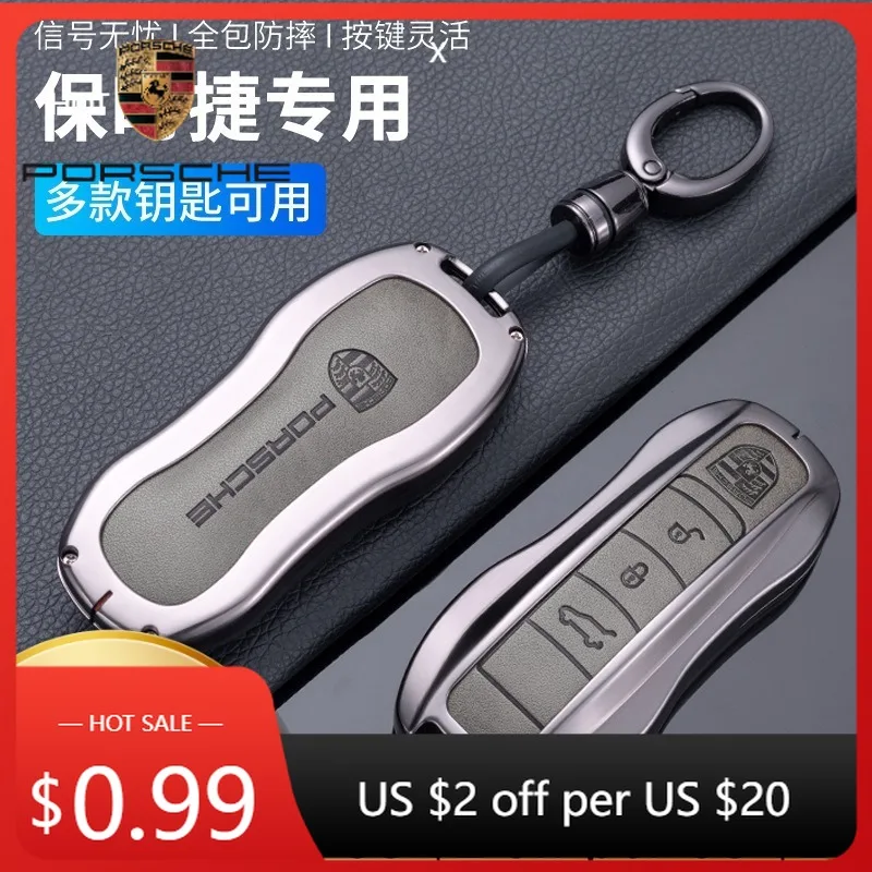 

Car Sticker For Porsche Zinc Alloy Leather Car Key Case Cover Shell for Porsche 718 911 Panamera Cayman Cayenne Macan Keyless Pr