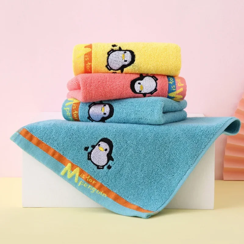 Cute Penguin Baby Towel Children's Bath Towel Soft Absorbent Cotton Kids Wipe Wash Face Washcloth Bathing Handkerchief 50x25cm