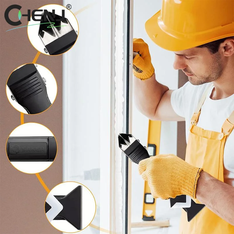 [J]Silicone Scraper Squeegee Glue Remover Knife Caulking Angle Beauty Crack Trowel Tool Grout Scraper Kit With 5pcs Scraper Head