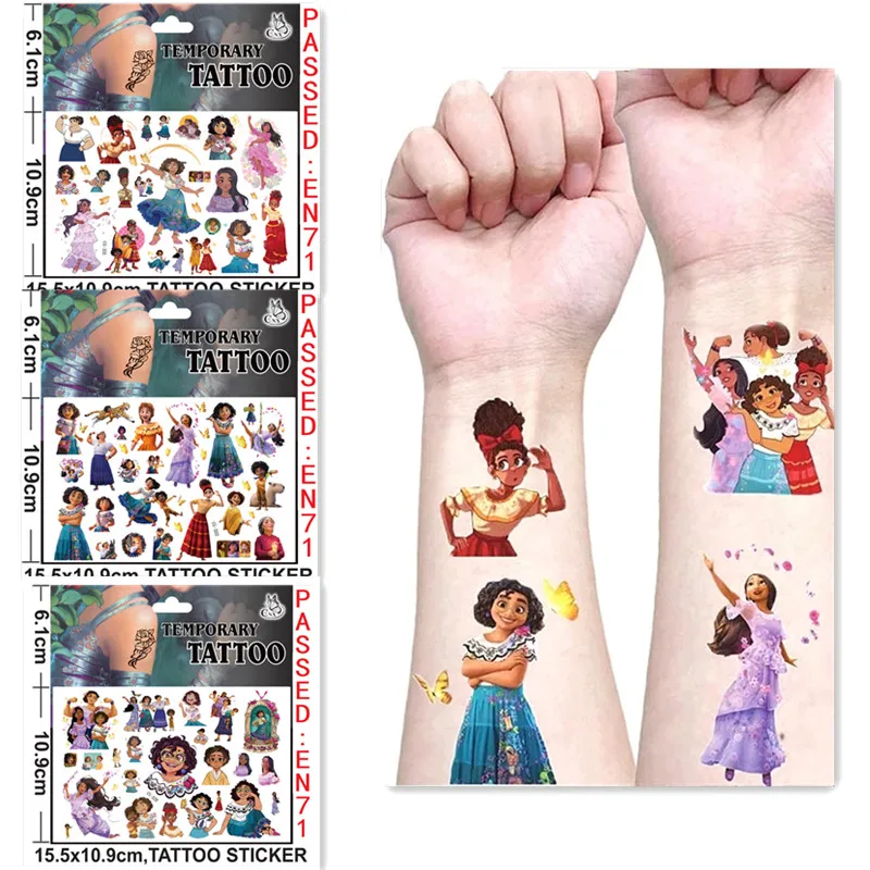 Disney Movie Encanto Tattoo Stickers Waterproof Cute Mirabel Figure Funny Cartoon Kids Girls Christmas Birthday Gift Reward Toy