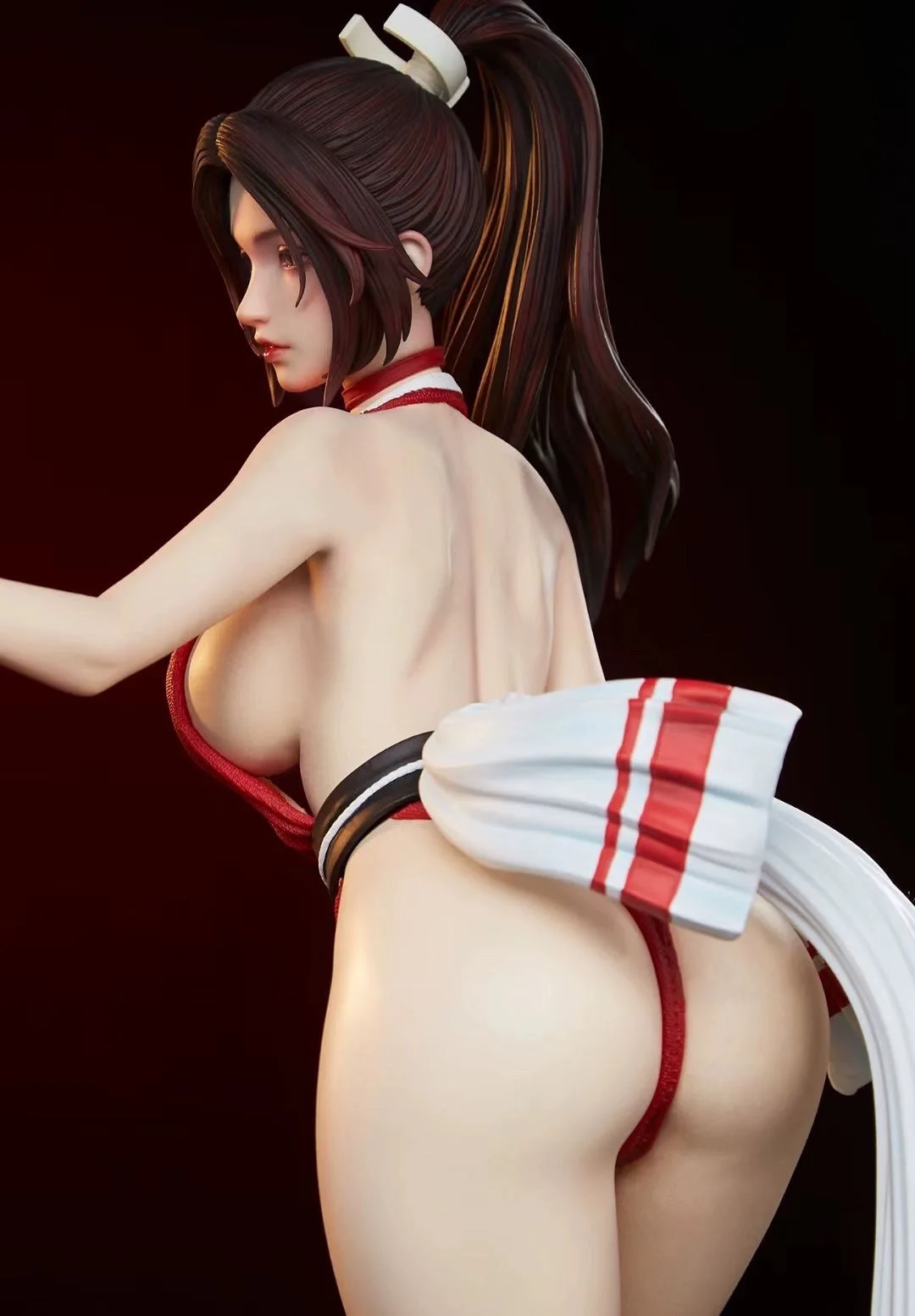 43cm Mai Shiranui składany wentylator ładna dziewczyna ręcznie robiona lalka Anime scena statua kolekcja ręcznie robiona ozdoba na biurko prezent