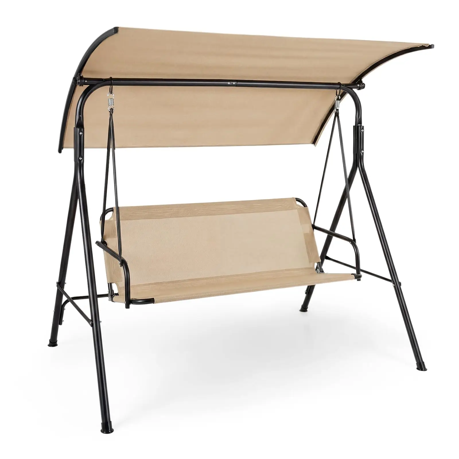 3 Person Porch Swing with Adjustable Canopy, 800 lbs Capacity | Heavy-Duty Metal Frame, Breathable Fabric Seat, for
